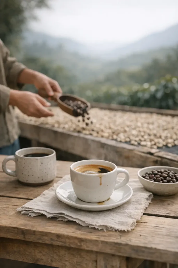 ristede bønner og kaffe
